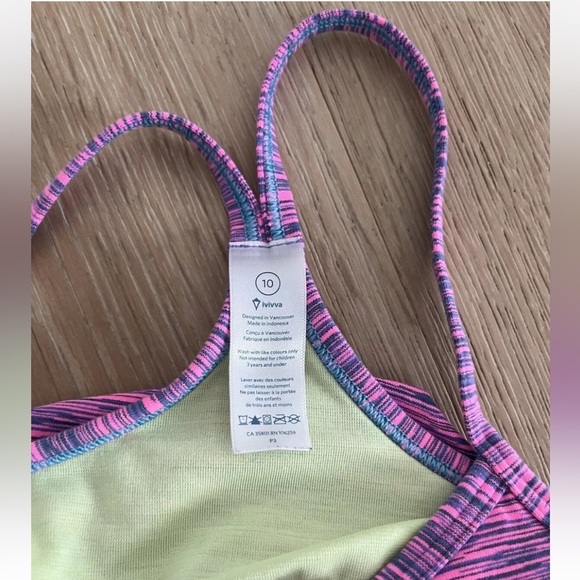 IVIVVA By LULULEMON BUILT IN BRA TANK TOP Purple Multi SIZE 10 *E11 - Picture 3 of 3